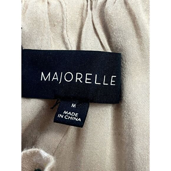 Majorelle Linen Cotton Pull On Neutral Beige Pants Floral Lagenlook Size M Beach - Picture 6 of 12